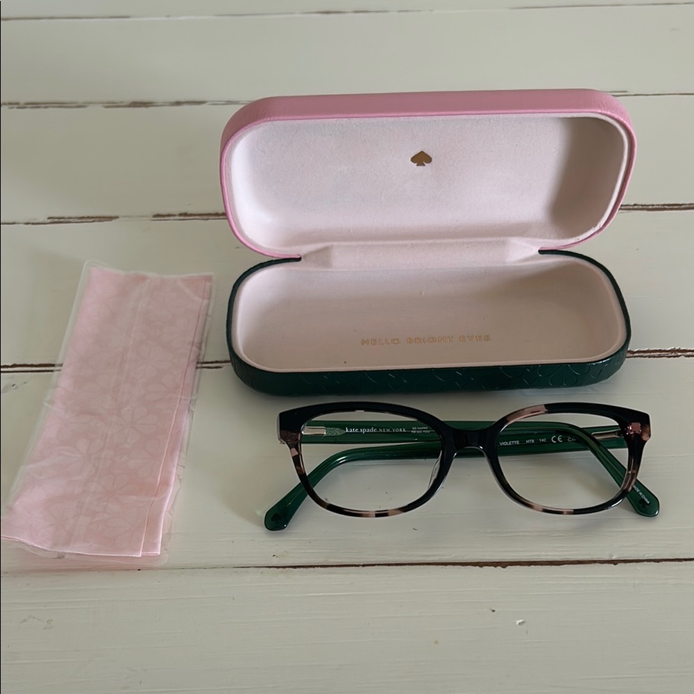 Kate Spade Green Glasses with Pink Case